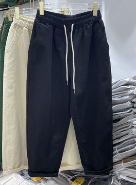 大码女装胖mm黑色直筒裤春秋哈伦裤宽松阔腿裤百搭显瘦休闲裤子潮