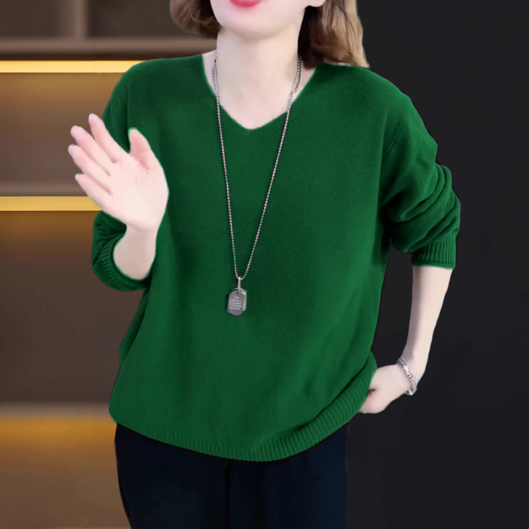 大码秋冬新款v领羊毛衫上衣针织衫纯色软糯内搭百长袖打底衫毛衣