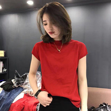大码女装胖mm冰丝针织薄款打底衫2025红色本命年上衣短袖t恤女夏