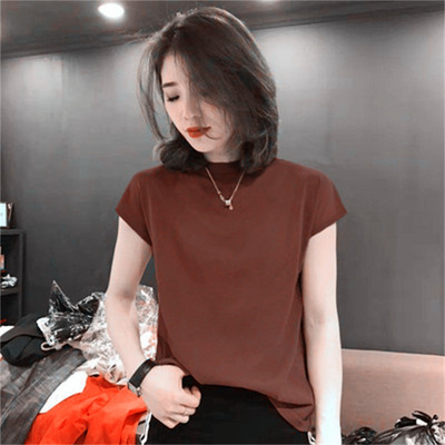 欧货2025冰丝针织薄款短袖T恤女百搭修身显瘦设计感体恤上衣夏季