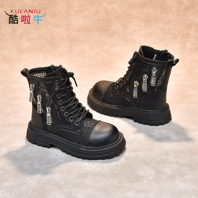 儿童马丁靴2025新款镂空薄款靴子走秀网靴透气夏季男童表演女童靴