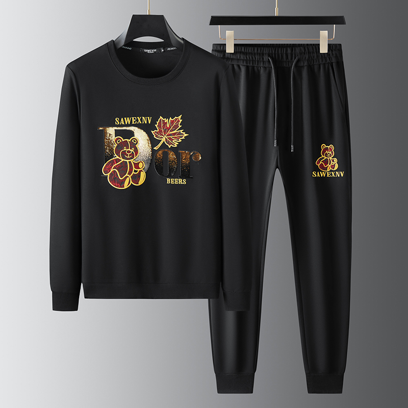 高端潮牌秋冬季小熊刺绣卫衣套装