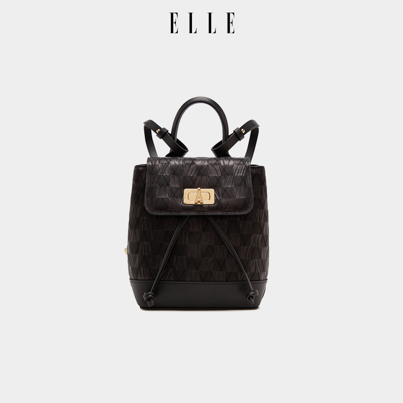 ELLE女包抽绳双肩背包通勤手提包