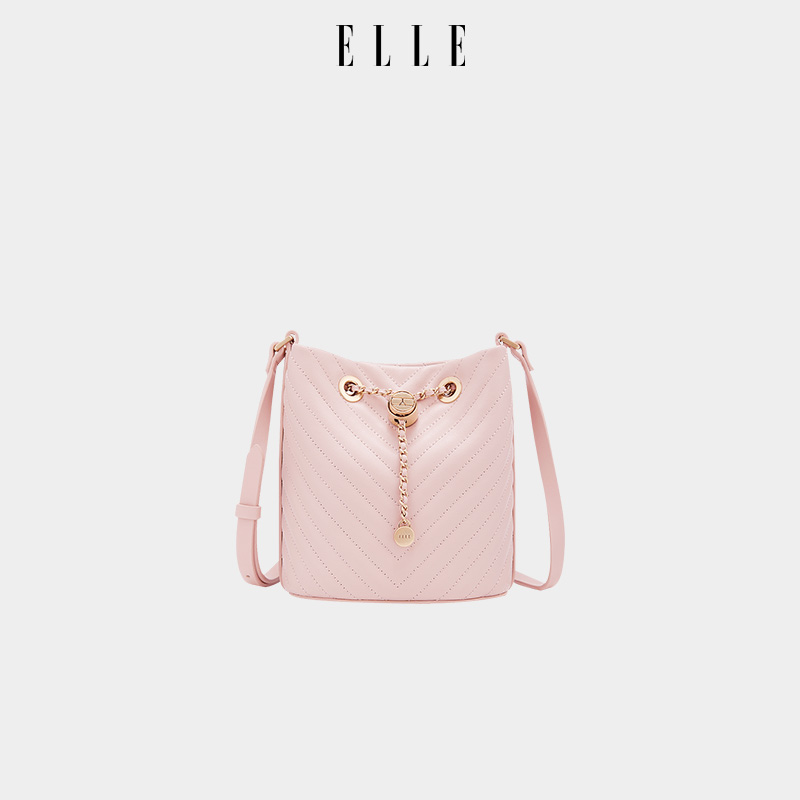 ELLE女包绗缝水桶包百搭单肩包