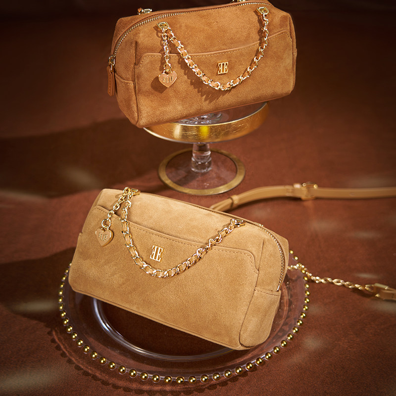 ELLE女包2025新款包包复古小方包单肩斜挎波士顿包单肩高级感