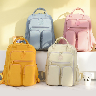 定制黄色妈咪包双肩背母婴包印字广告宝妈外出轻便书包婴儿奶粉包