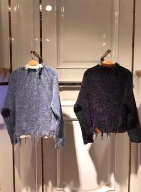 鸟设计感流苏雪尼尔假A2EE84414针织上衣A2EE8441456