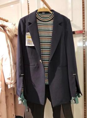 A5BB81701鸟家女装2022春季A5BB8170119新款丝绒绣花短款外套