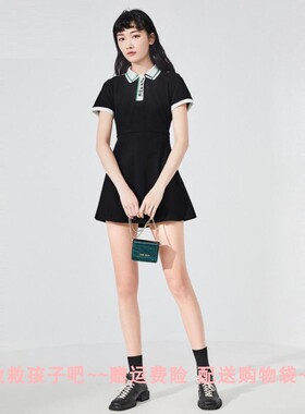 鸟牌女装2022夏A6FA9225089新俄罗斯方块POLO领连衣裙A6FA92250
