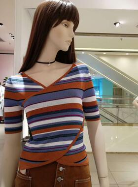 2022新款秋装两穿式A2EE83A24A0条纹线衫