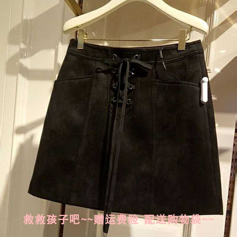 A4GE84308鸟牌女装2022冬装新鹿皮绒半身裙A4GE8430889休闲短裙