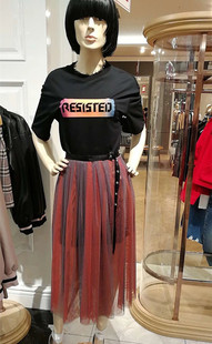 AWGF91A02网纱港味半身裙鸟牌女装 春复古奶茶裙 2022年新款