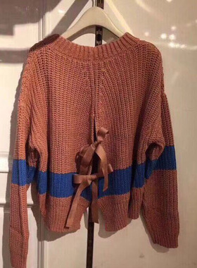 A2EE91187鸟牌女装2022秋A2EE9118711拼接撞色线套衫针织衫毛衣