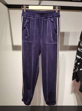 2022春季新款A4GB91126丝绒锥形裤A4GB9112666休闲长裤