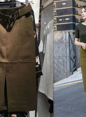 A1GF82101鸟牌女装2022秋季新款时尚修身军绿半身裙A1GF8210144