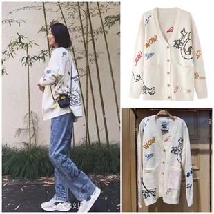 鸟2022春A6EEA1106猫和老鼠涂鸦线开衫 精品A6EEA110671 时尚