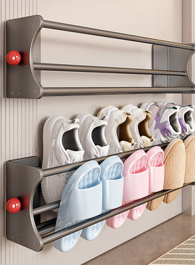 【限时立减100】磁吸双层挂拖鞋架壁挂鞋柜免打孔鞋子收纳神器jx