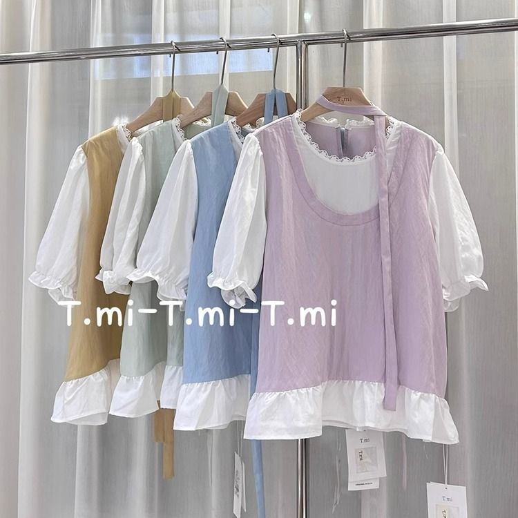胖mm特大码300斤大码蕾丝花边拼接假两件衬衫女宽松显瘦时尚上衣2