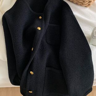 胖MM韩版 上衣女秋冬新款 百搭简约外套2 300斤高级感小香风开衫 大码