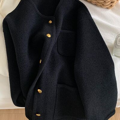 大码300斤高级感小香风开衫上衣女秋冬新款胖MM韩版百搭简约外套2