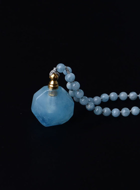 天然海蓝宝精油瓶女男冰种吊坠