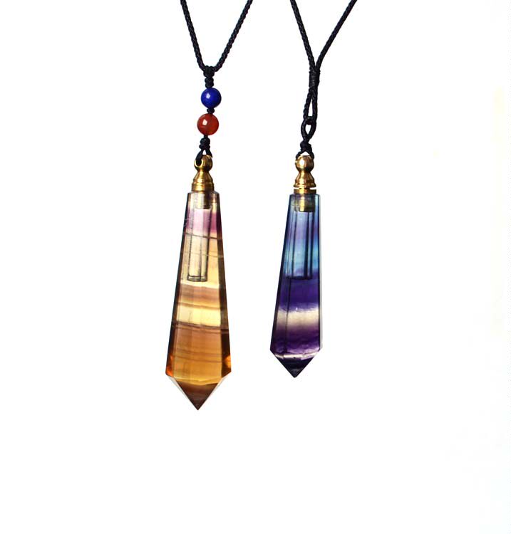 萤石灵摆香水瓶精油瓶吊坠女男 水晶吊坠挂件项链时尚情侣饰品