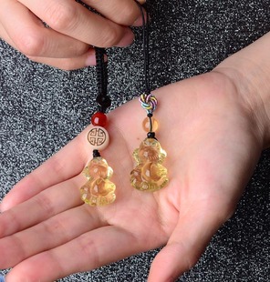 纯天然黄水晶水晶十二生肖立体吊坠鼠牛虎兔龙蛇马羊猴鸡狗猪挂件