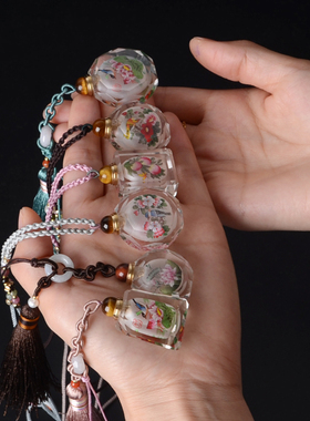 天然白水晶内雕画可放旗袍压襟