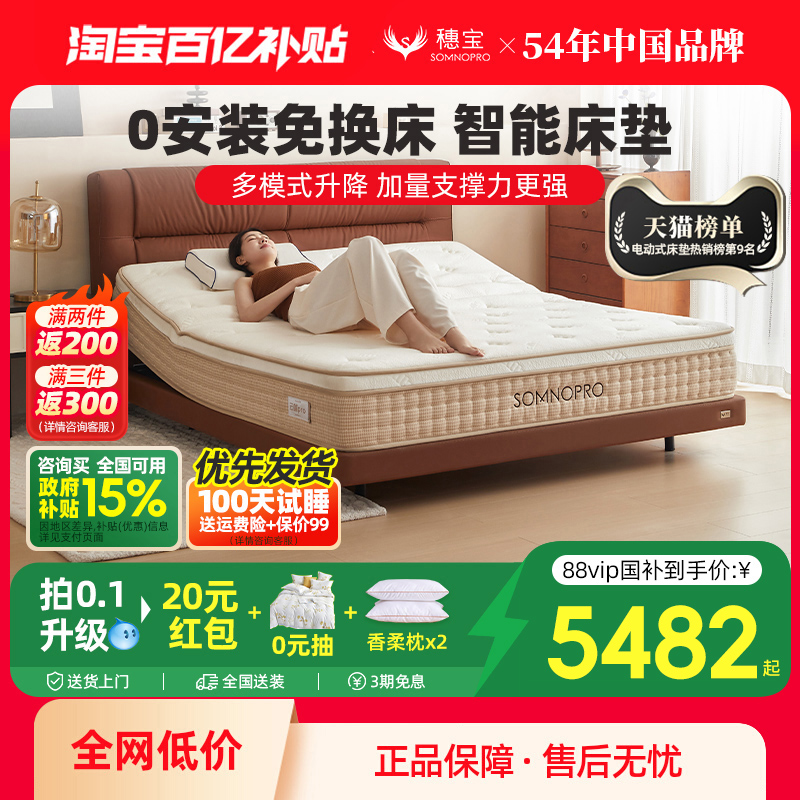 穗宝智能床多功能现代简约双人高端按摩记忆棉床垫 东方梦·云端