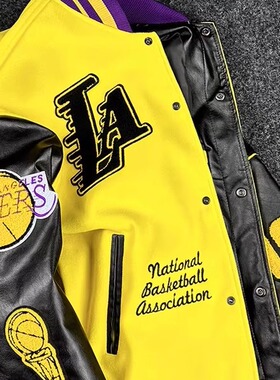 棒球服湖人篮球特大码300斤男女春秋潮牌美式外套情侣装夹克潮流8