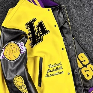 棒球服湖人篮球特大码300斤男女春秋潮牌美式外套情侣装夹克潮流8