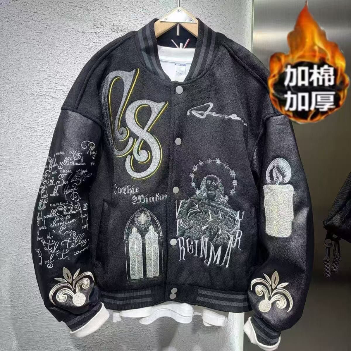 重磅复古传教士刺绣棒球夹克男
