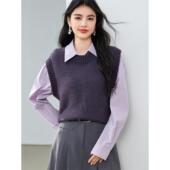 实拍针织背心新款 软糯绵羊绒两件套上衣