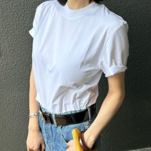 T恤后幅中缝线拼接设计上衣 自然卷边短袖 24春夏新款 小众设计师