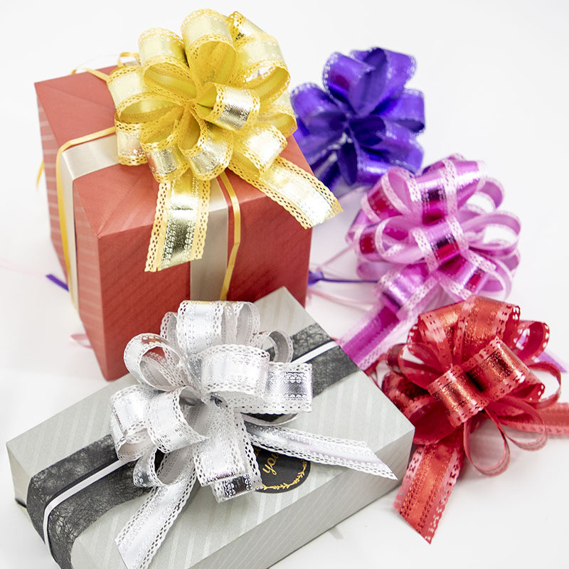 圣诞节庆装饰手拉花生日礼品大号婚车花球鲜花束彩带抽花蝴蝶花