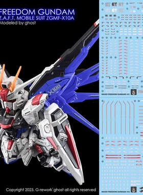 炎 GHOST 原创 MGSD 自由 ZGMF-X10A Freedom Q版 高达 荧光 水贴