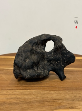 猪/天然太湖石摆件 动物象形石猪 原石头书桌茶桌办公桌摆件自立