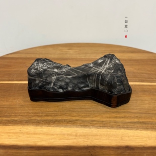 如意 天然灵璧石山形摆件 白马纹石 原石头原底 书桌办公桌镇纸