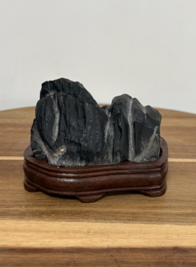 天然灵璧石山形摆件 磬石山峰 原石无修 书桌茶桌办公桌石头摆件