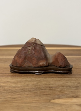 天然戈壁石山形摆件 文房笔架山 笔搁 原石头书桌办公桌茶几摆件
