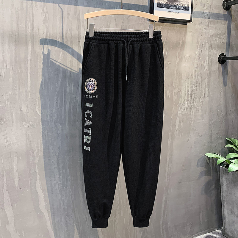 黑色挂拍2023秋装九分裤男青年束脚运动卫裤潮K8008-P65控98,男装休闲裤,电商A108
