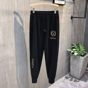黑色挂拍2023秋装九分裤男青年束脚运动卫裤潮K8007-P65 控98图片