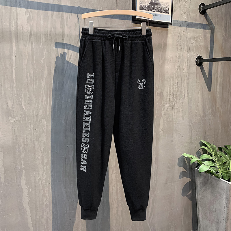 黑色挂拍2023秋装九分裤男青年束脚运动卫裤潮K8001-P65 控98图片
