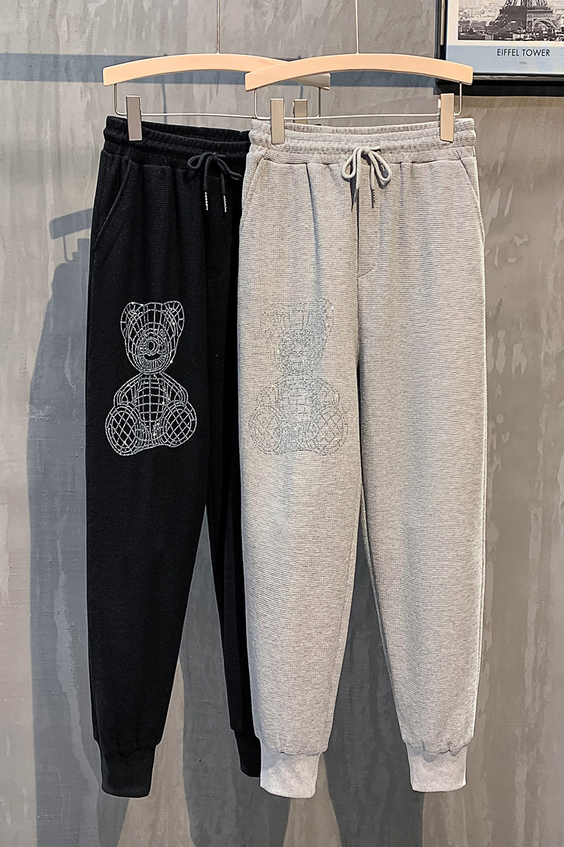 黑色挂拍2023秋装九分裤男青年束脚运动卫裤潮K8003-P65控98,男装休闲裤,电商A108