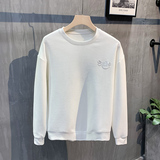 白色挂拍2023秋装修身印花圆领卫衣男潮W6003-P48控价68，男装卫衣，电商A108