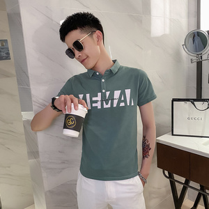 绿色 2020精神小伙修身polo衫男士短袖T恤PL56-P48 控价69图片