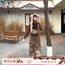 短外套套装 复古学院风假两件连帽卫衣女秋冬长袖 栗子小熊 织物猪