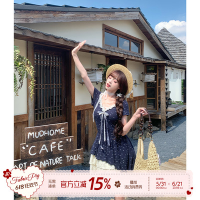 甜欲风短袖连衣裙女夏日碎花裙