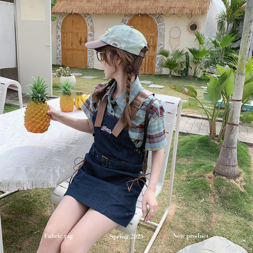复古学妹天才少女背带裙