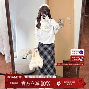 织物猪 雪球小狗 不规则贴布毛衣女秋冬设计感针织斗篷叠穿上衣